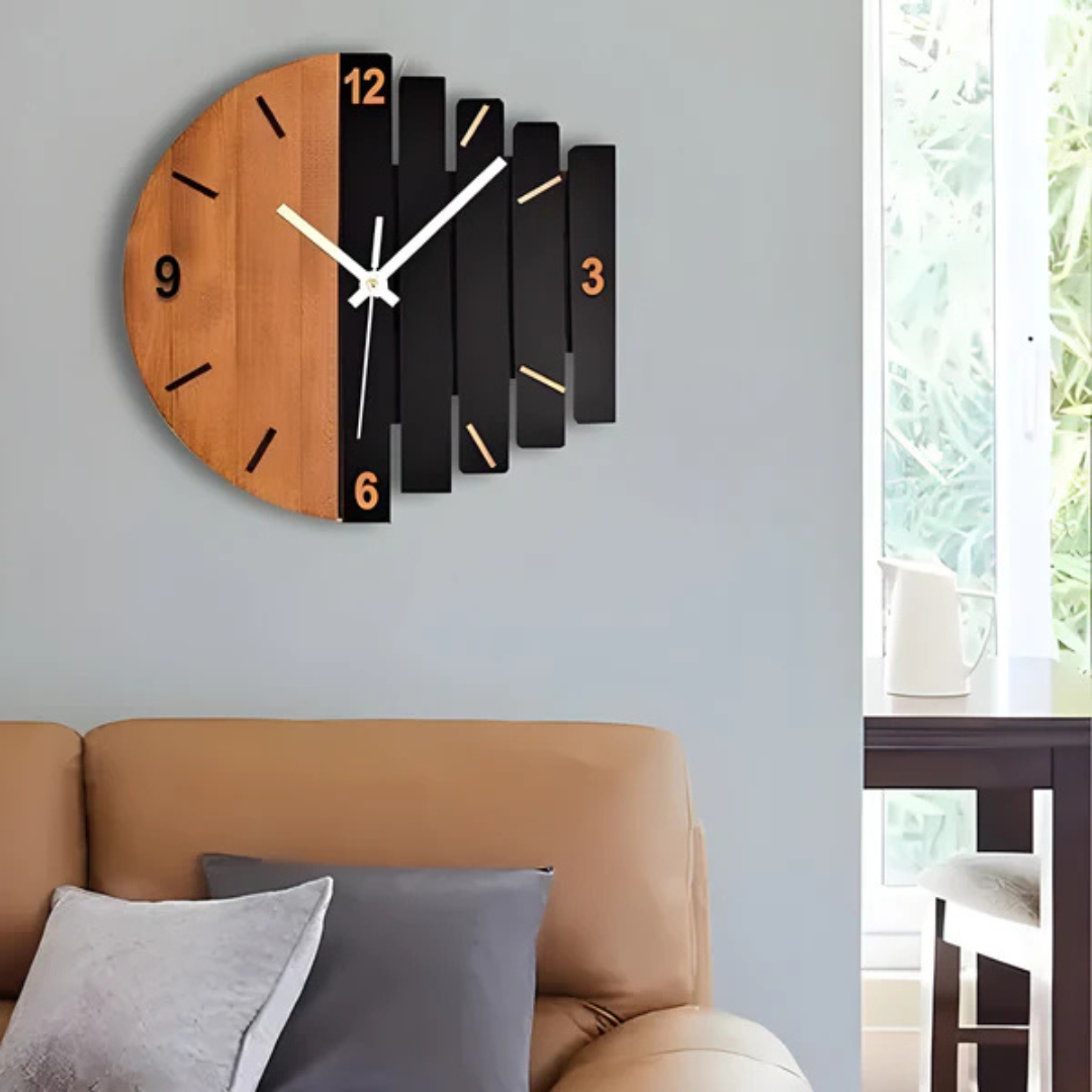 Vesper Luxe Große Holz-Wanduhr für ein stilvolles Wohnzimmer