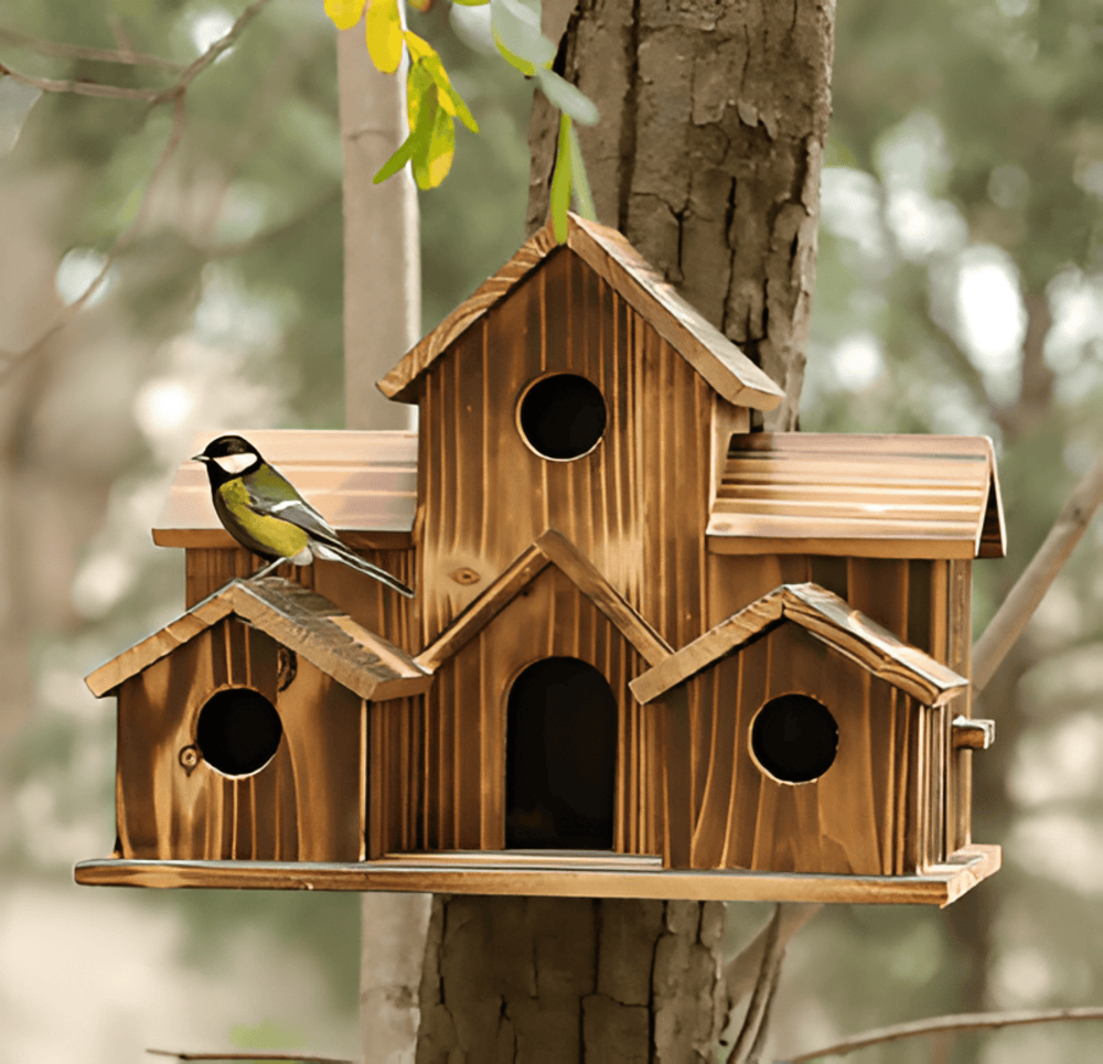 Sylion - Elegantes Holz-Vogelhaus für Außenbereich und Garten