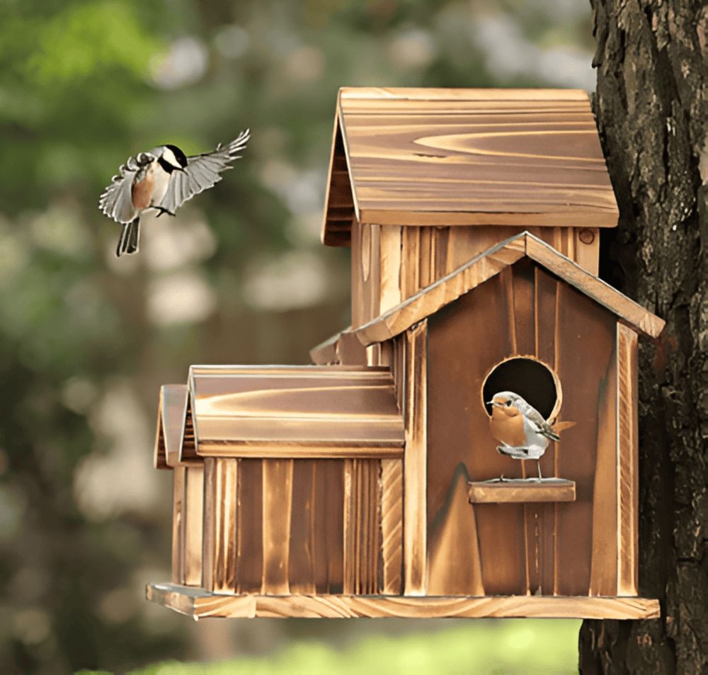 Sylion - Elegantes Holz-Vogelhaus für Außenbereich und Garten