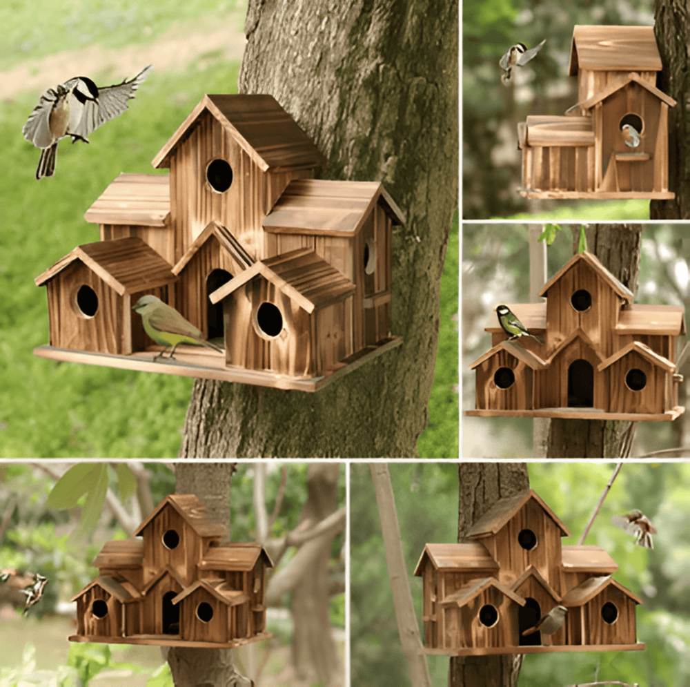 Sylion - Elegantes Holz-Vogelhaus für Außenbereich und Garten
