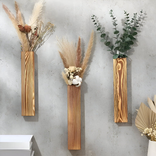 Nysaelle Holz Wandvase - Elegantes Rechteckiges Pflanzenregal 30 cm für Stilvolle Garten- oder Innendekoration