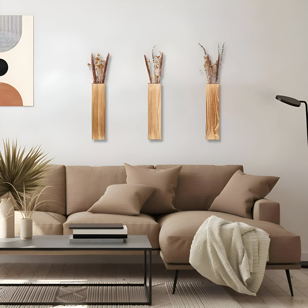 Nysaelle Holz Wandvase - Elegantes Rechteckiges Pflanzenregal 30 cm für Stilvolle Garten- oder Innendekoration