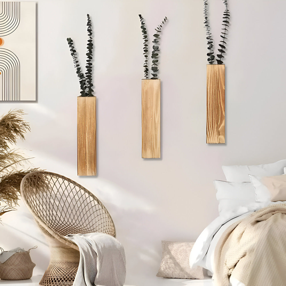Nysaelle Holz Wandvase - Elegantes Rechteckiges Pflanzenregal 30 cm für Stilvolle Garten- oder Innendekoration