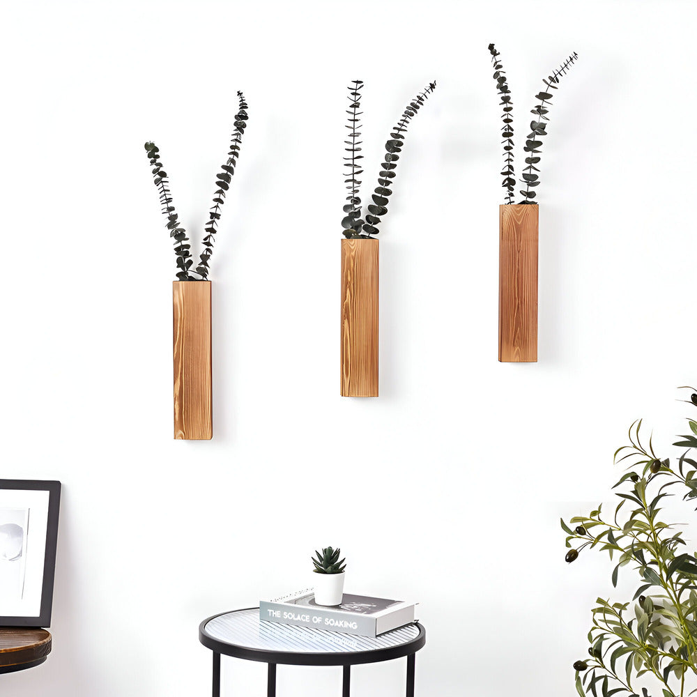 Nysaelle Holz Wandvase - Elegantes Rechteckiges Pflanzenregal 30 cm für Stilvolle Garten- oder Innendekoration