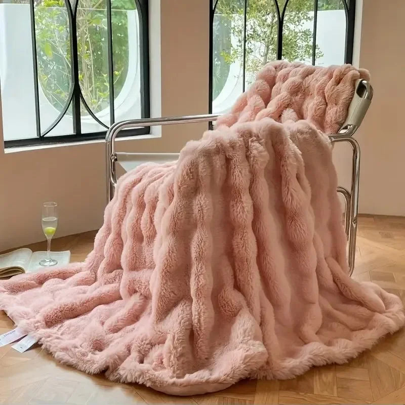 Luxuriöse Winterdecke für Bett und Sofa – Wendbares weiches Kunstfell für ultimativen Komfort