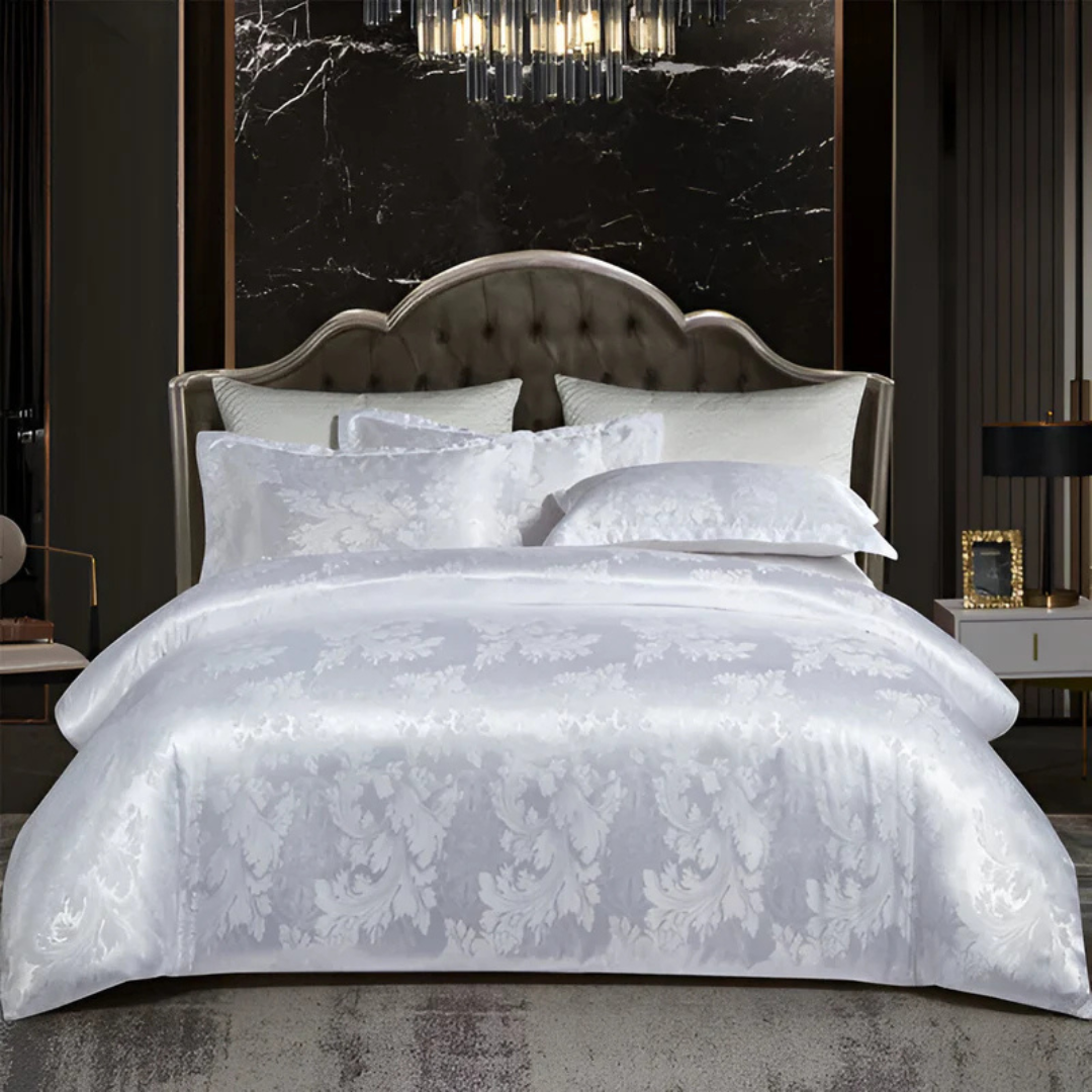 Elegante Satin-Bettdecke mit Jacquard-Muster – Seidig weich, atmungsaktive Bettwäsche für luxuriöse Schlafzimmer