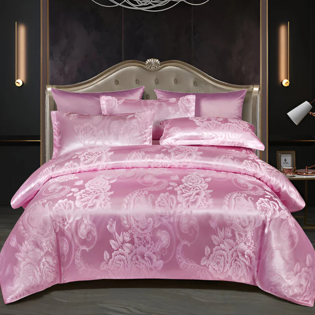Elegante Satin-Bettdecke mit Jacquard-Muster – Seidig weich, atmungsaktive Bettwäsche für luxuriöse Schlafzimmer