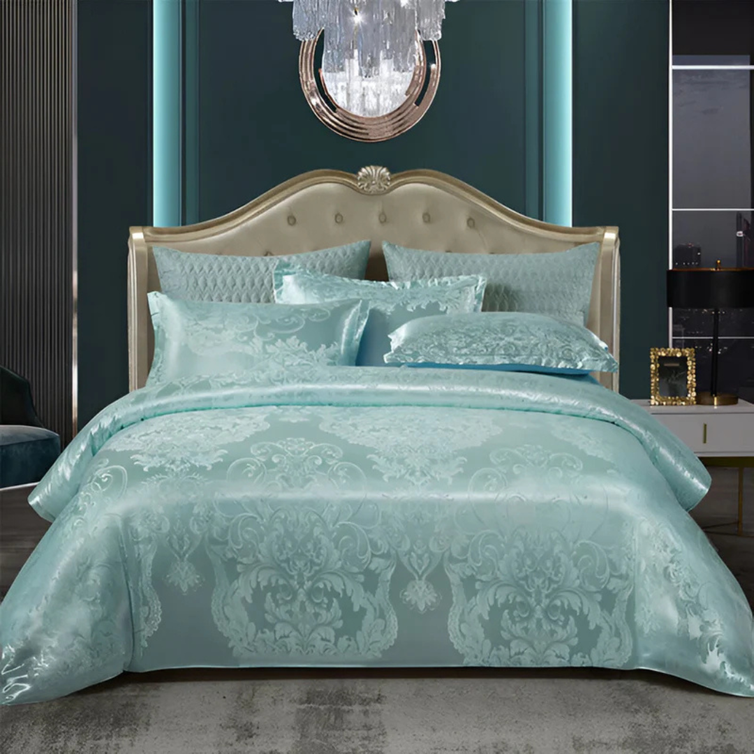 Elegante Satin-Bettdecke mit Jacquard-Muster – Seidig weich, atmungsaktive Bettwäsche für luxuriöse Schlafzimmer