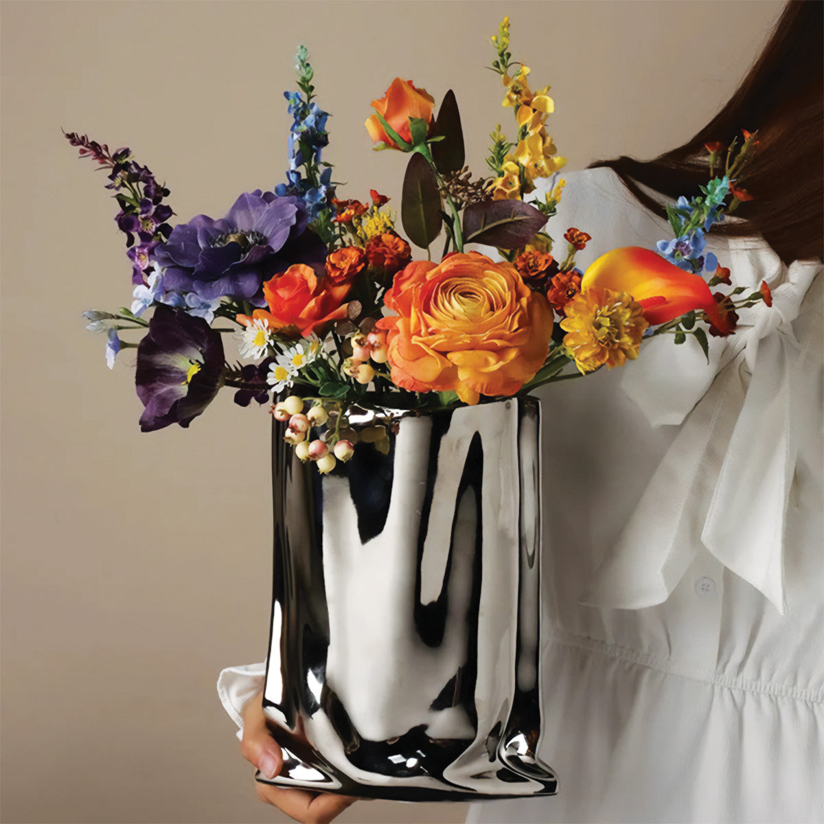 Elegante gefaltete Blumenvase | Perfekte zeitgenössische Dekoration für alle Ihre Räume