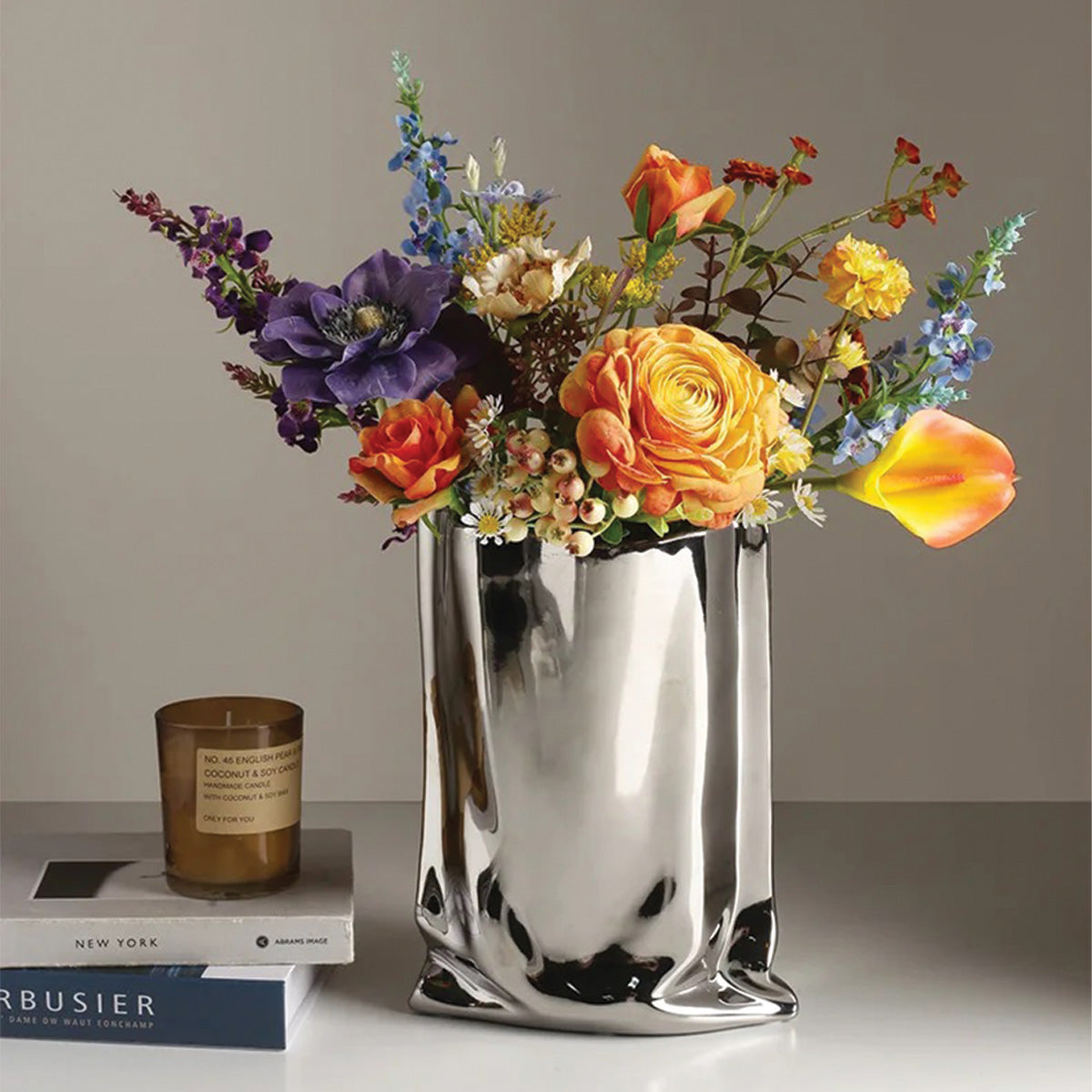 Elegante gefaltete Blumenvase | Perfekte zeitgenössische Dekoration für alle Ihre Räume