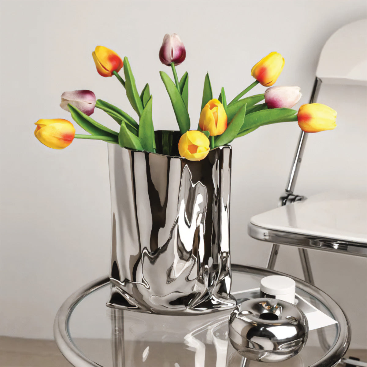 Elegante gefaltete Blumenvase | Perfekte zeitgenössische Dekoration für alle Ihre Räume