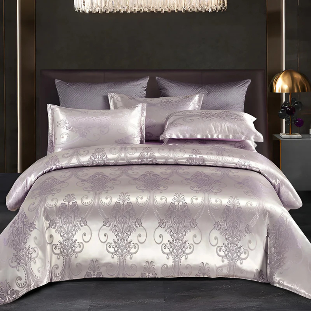 Luxus-Satin-Bettbezug-Set mit elegantem Blumenmuster für ultimativen Schlafzimmerkomfort und Stil