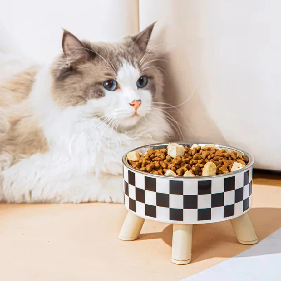 Luxus-Hals-Sicherheits-Futter- und Wassernapf mit erhöhtem Ständer für Katzen und Hunde