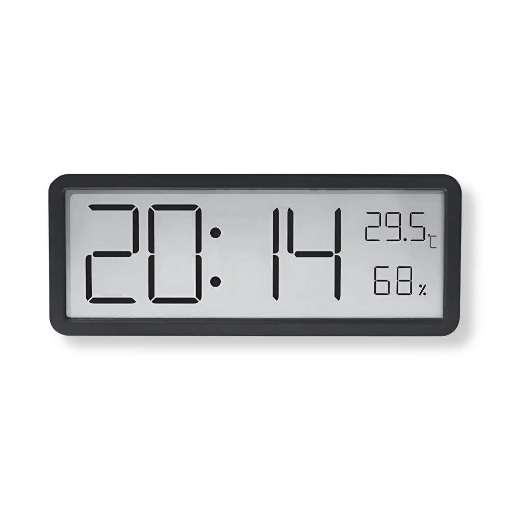 Ione - Moderne digitale LED-Wanduhr mit Temperatur- und Feuchtigkeitsanzeige