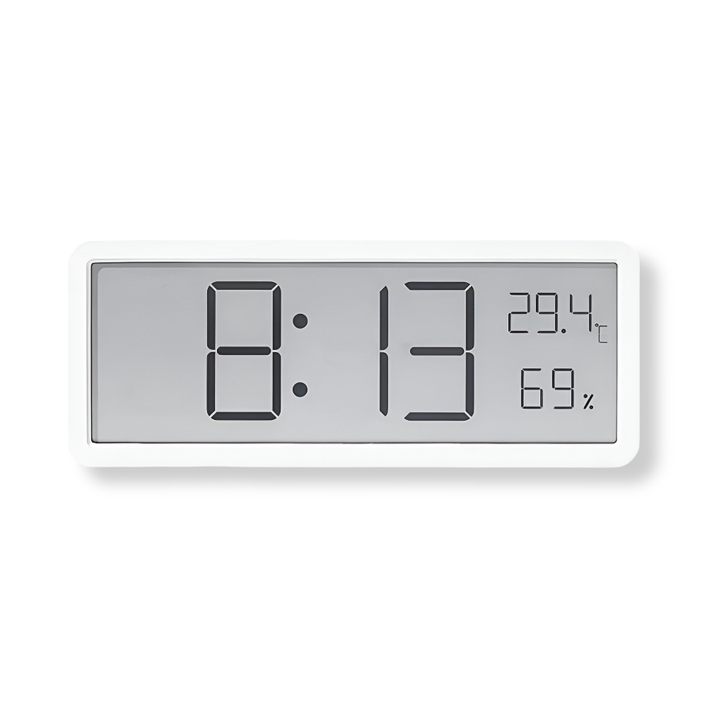 Ione - Moderne digitale LED-Wanduhr mit Temperatur- und Feuchtigkeitsanzeige