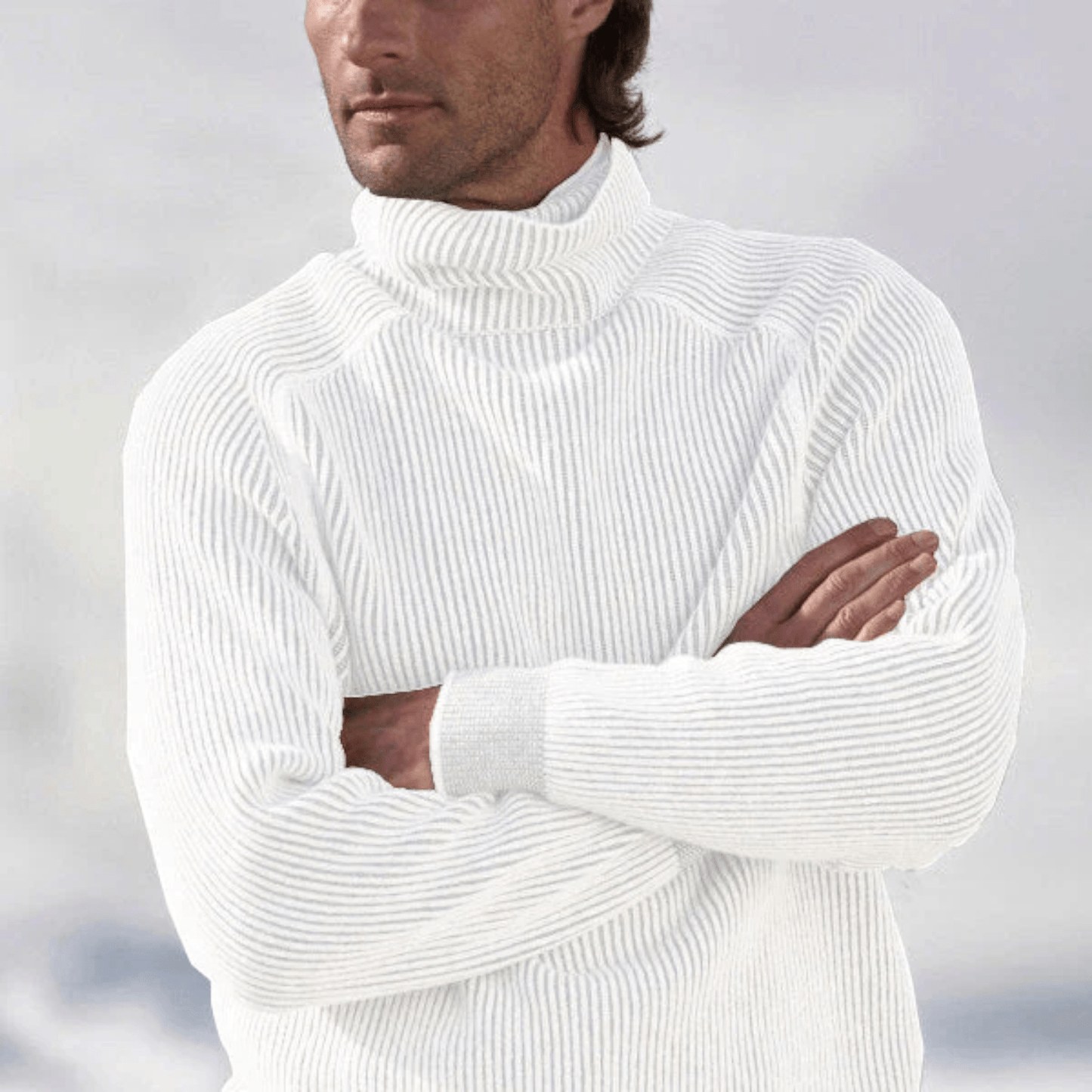 Fabian – Elegant ribbed wool sweater with cozy turtleneck