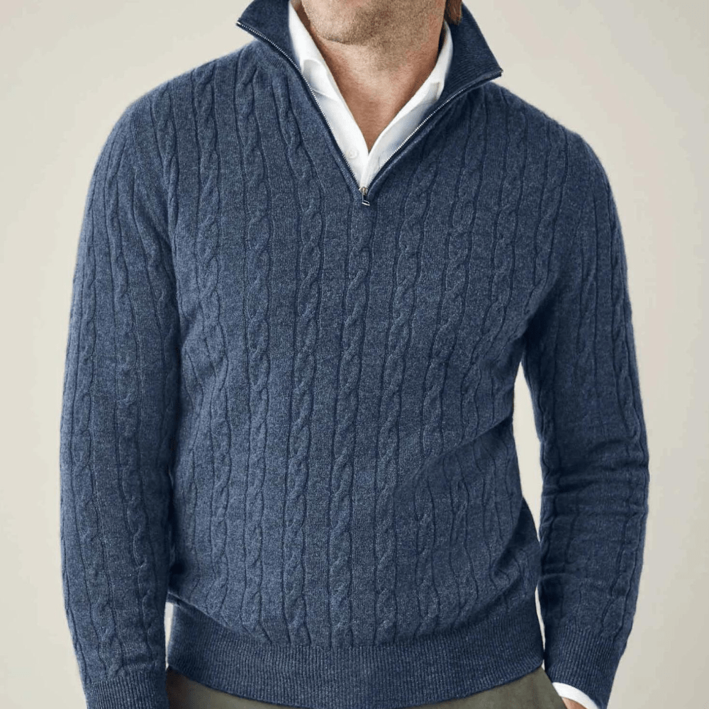 Marc – Stylish long-sleeve knitted sweater with practical zipper