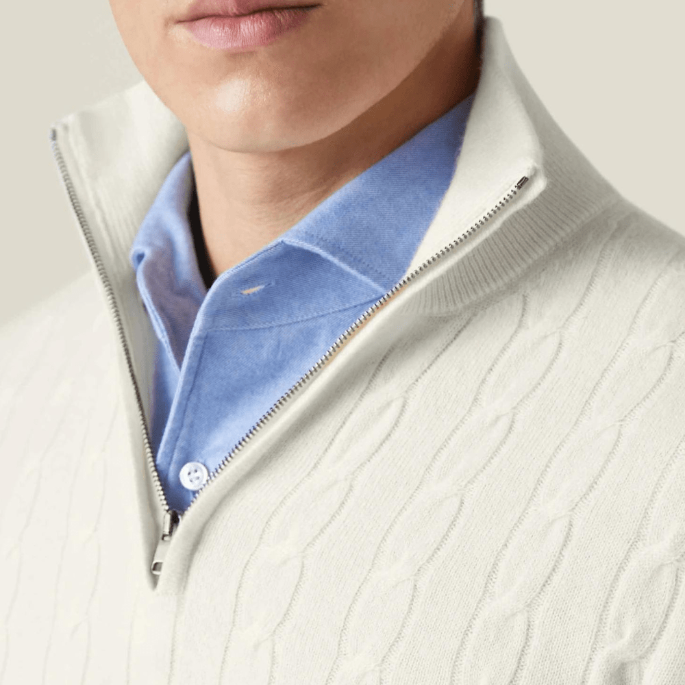Marc – Stylish long-sleeve knitted sweater with practical zipper