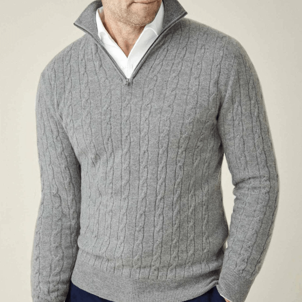 Marc – Stylish long-sleeve knitted sweater with practical zipper