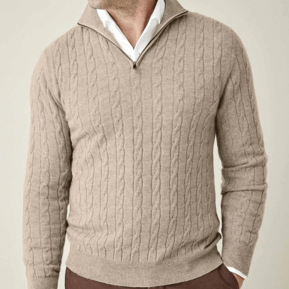Marc – Stylish long-sleeve knitted sweater with practical zipper