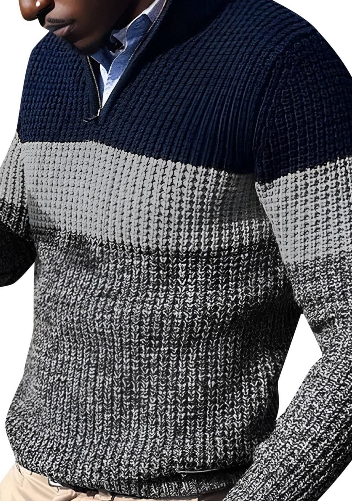 Norbert - Stylish Colorblock Crew Neck Knit Sweater for a Modern Look