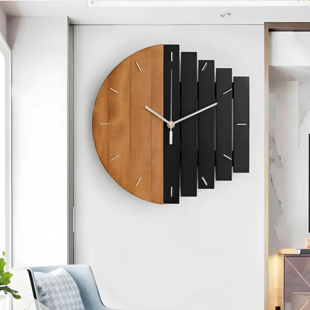 Vesper Luxe Große Holz-Wanduhr für ein stilvolles Wohnzimmer