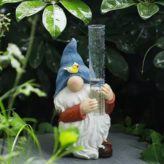 Soraya - Charmante Gartenzwerg-Statue mit Regenmesser aus Harz für bezaubernde Gartendekoration