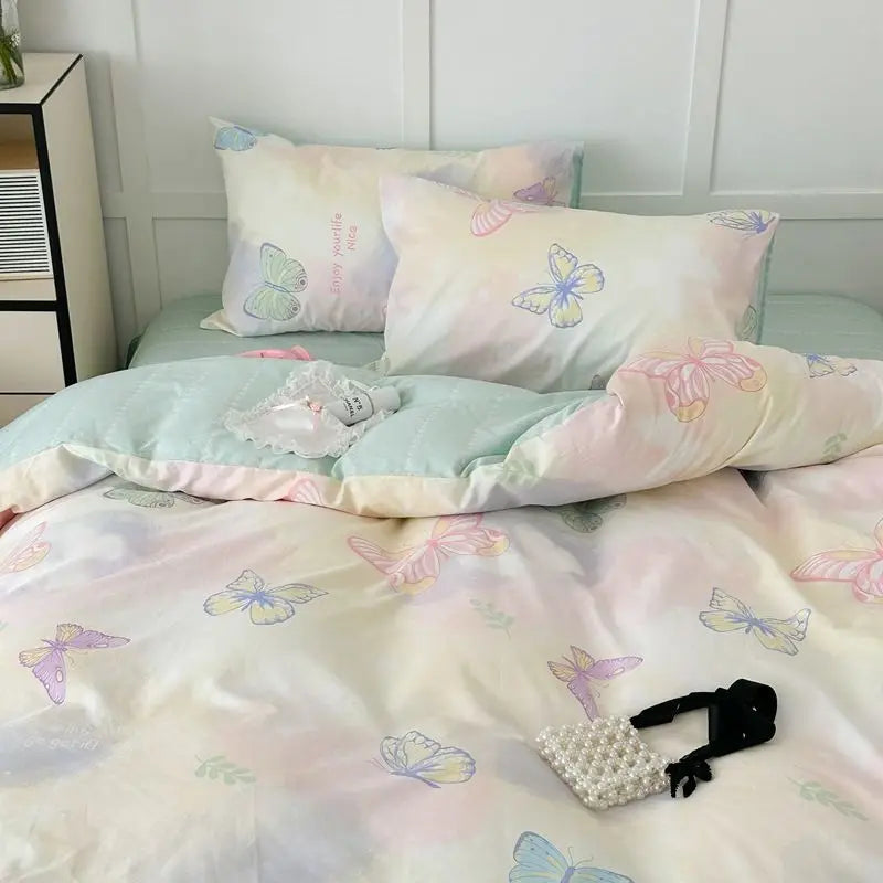 Romantisches rosa Blumen-Bettwäsche-Set - Weicher Polyester-Bettbezug und Kissenbezüge für ein gemütliches Schlafzimmer