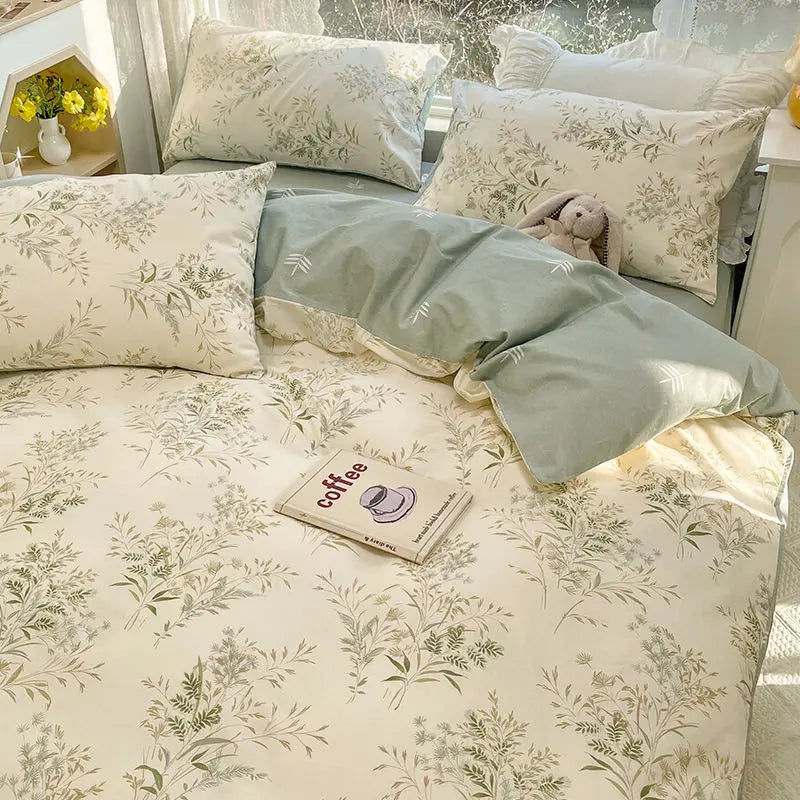 Romantisches rosa Blumen-Bettwäsche-Set - Weicher Polyester-Bettbezug und Kissenbezüge für ein gemütliches Schlafzimmer
