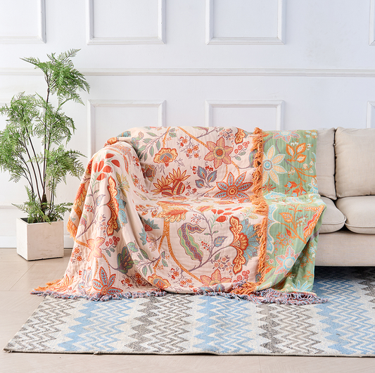 Boho Blumenmuster Decke – Gemütliche und warme Überwurfdecke für Couch, Bett und Outdoor-Aktivitäten