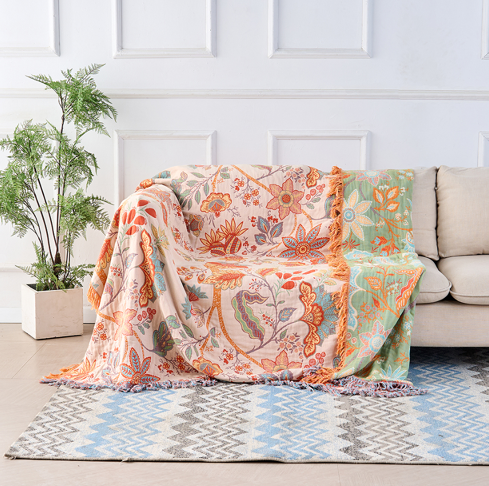 Boho Blumenmuster Decke – Gemütliche und warme Überwurfdecke für Couch, Bett und Outdoor-Aktivitäten