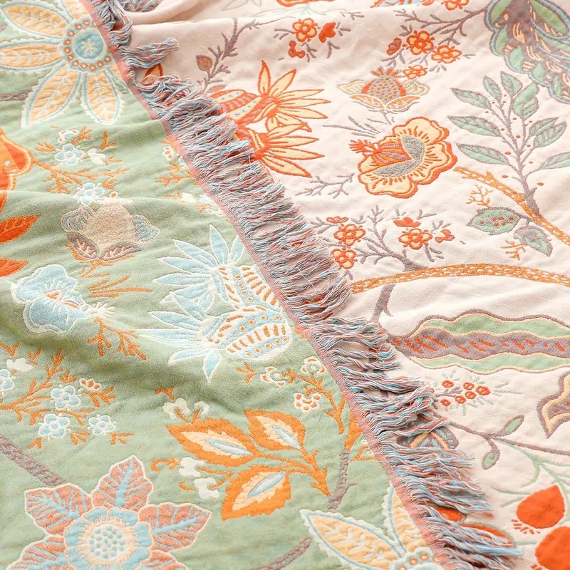 Boho Blumenmuster Decke – Gemütliche und warme Überwurfdecke für Couch, Bett und Outdoor-Aktivitäten