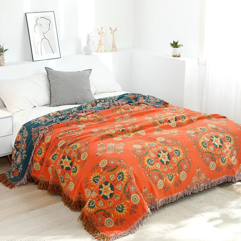 Stilvolle Boho Jacquard Plaid aus weicher Baumwolle - Perfekt für gemütliche Atmosphären