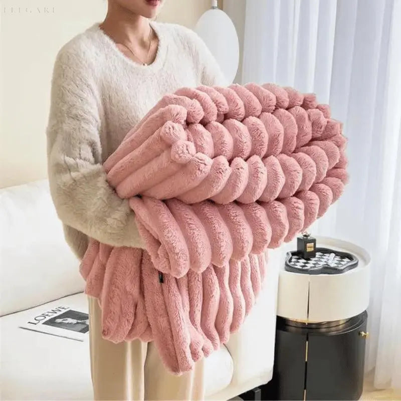 Ultimativer Komfort Luxe Superweiche Fleece-Decke mit hochwertigem Kunstschaffell für warme Umarmungen und gemütliche Atmosphäre