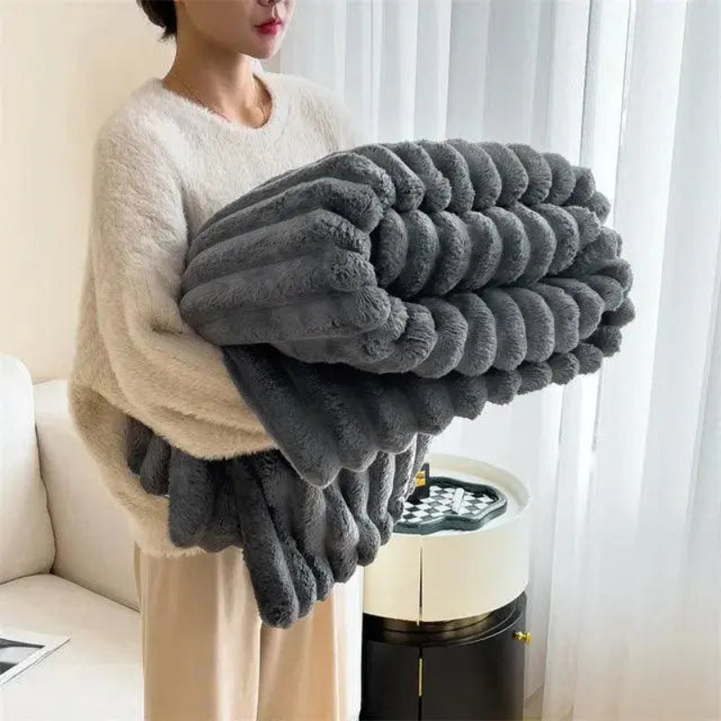 Ultimativer Komfort Luxe Superweiche Fleece-Decke mit hochwertigem Kunstschaffell für warme Umarmungen und gemütliche Atmosphäre