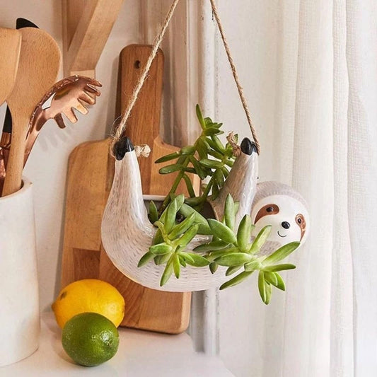 Seravia - Einzigartiger handgefertigter Keramik-Blumentopf mit charmantem Faultier-Design