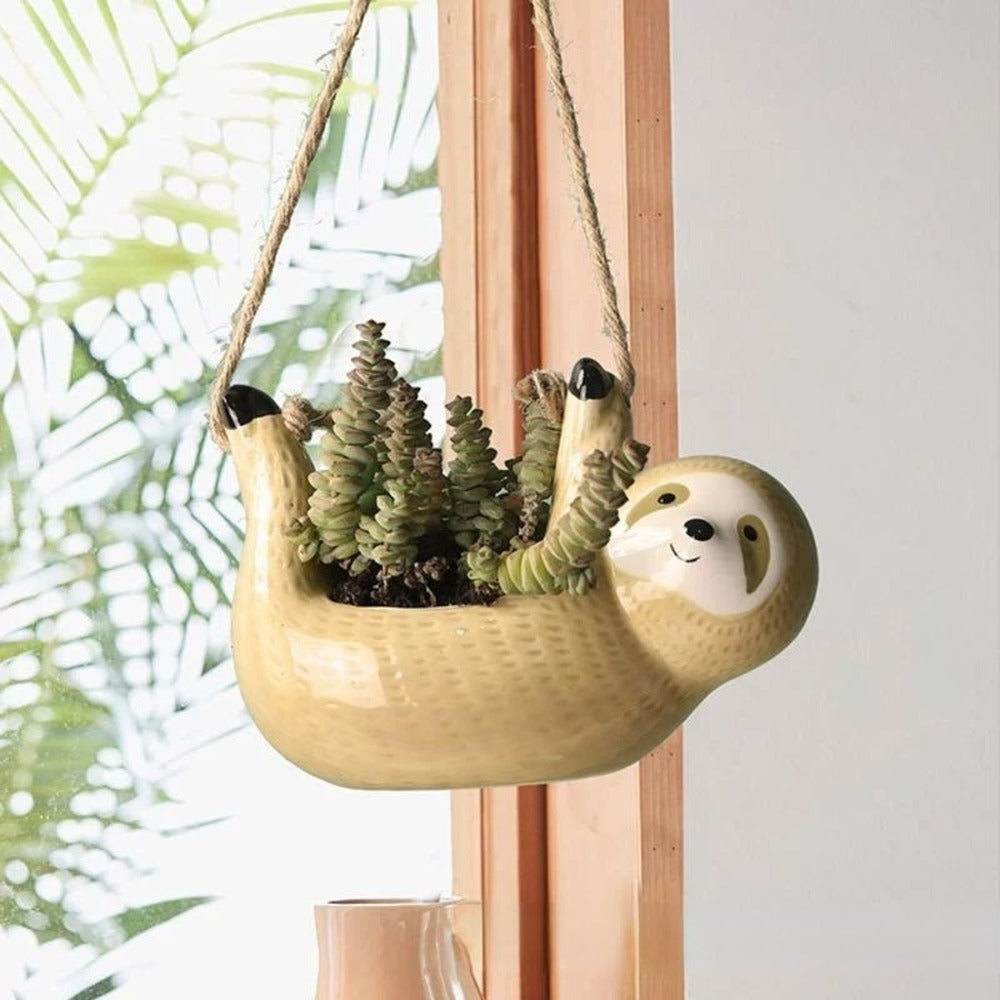 Seravia - Einzigartiger handgefertigter Keramik-Blumentopf mit charmantem Faultier-Design