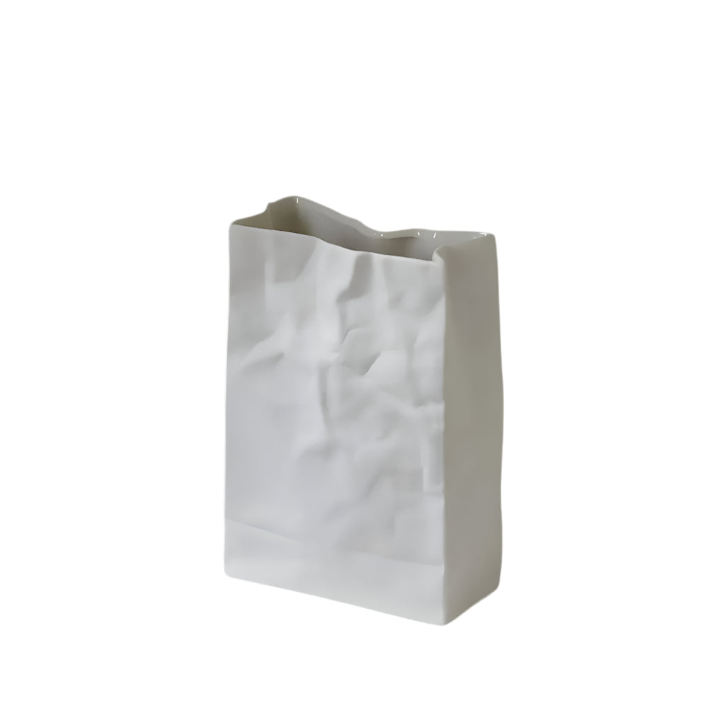 Celorie - Stilvolle moderne Keramikvase mit Papierbeutel-Design