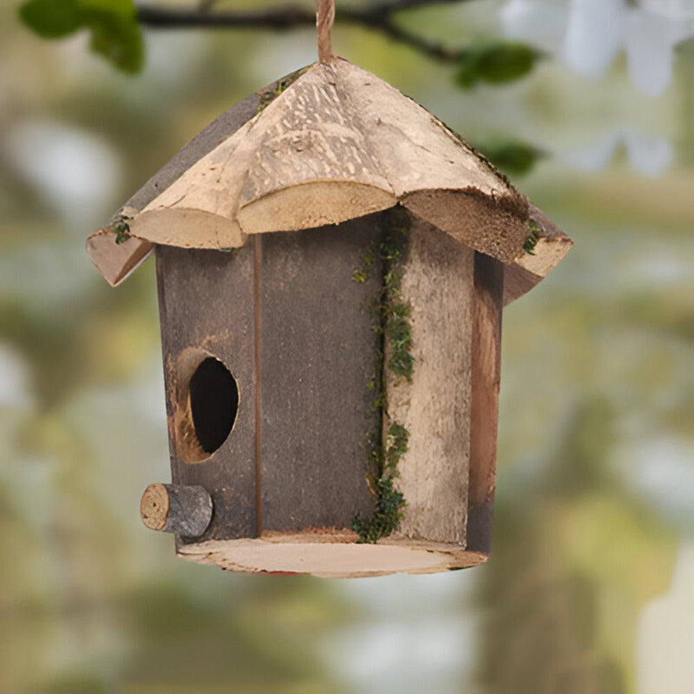 Domus - Charmantes rustikales Vogelhaus aus Holz mit Kolibri-Design