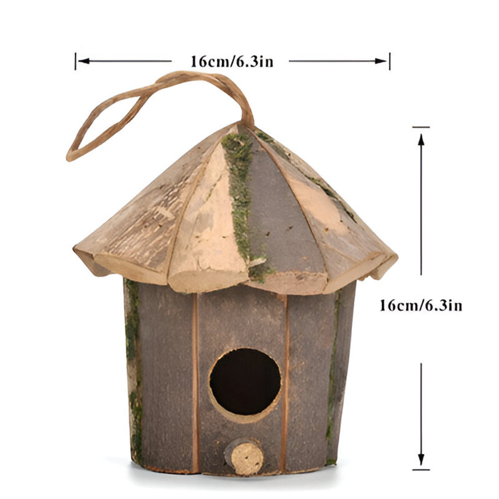 Domus - Charmantes rustikales Vogelhaus aus Holz mit Kolibri-Design