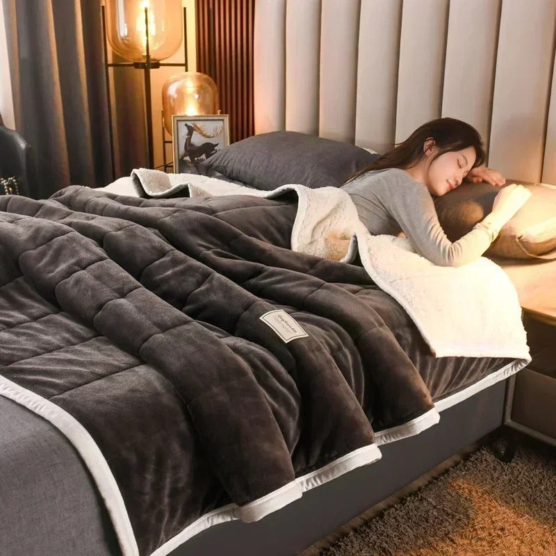 Luxusweiche Korallenfleece-Decke – Warme und gemütliche Flanell-Wohndecke für Herbst und Winter