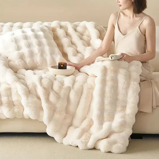 Luxuriöse Winterdecke für Bett und Sofa – Wendbares weiches Kunstfell für ultimativen Komfort