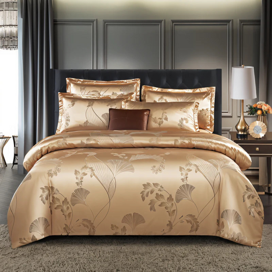 Elegante Satin-Bettdecke mit Jacquard-Muster – Seidig weich, atmungsaktive Bettwäsche für luxuriöse Schlafzimmer