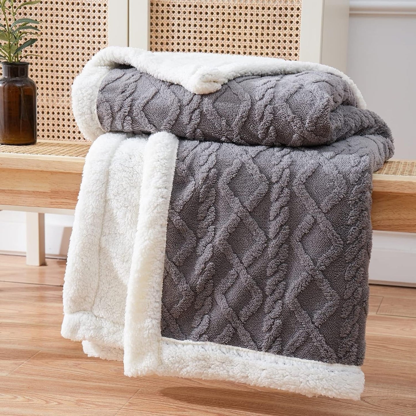 Weiche Sherpa-Fleece-Decke - Luxuriöser wendbarer Komforter für Wärme und Gemütlichkeit zu Hause und im Freien