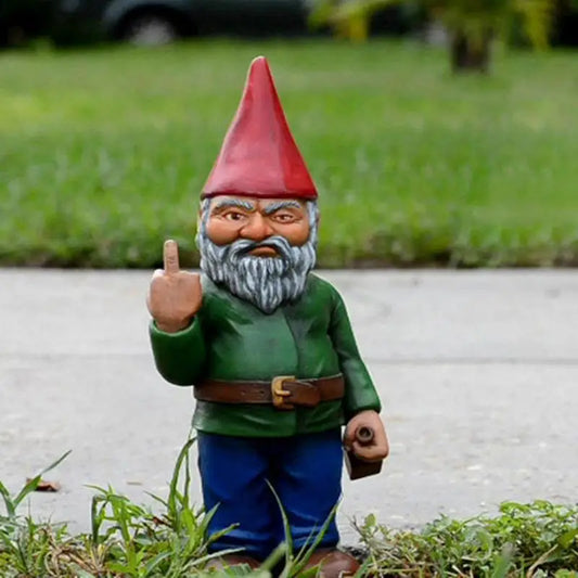 Cypria - Lustige betrunkene Gartenzwerg-Statue mit Mittelfinger für Garten und Rasen