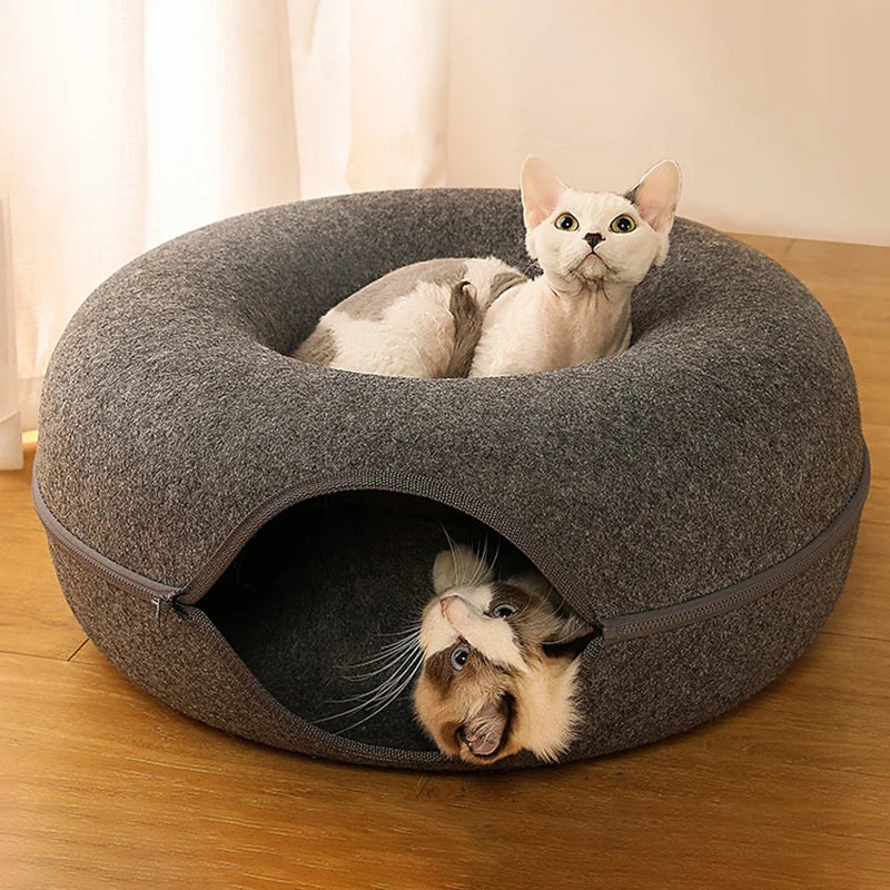 Luxus-Katzenbett für zwei mit interaktivem Tunnel für zusätzlichen Komfort und Spaß