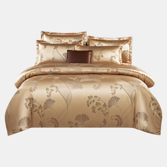 Luxus-Satin-Bettbezug-Set mit elegantem Blumenmuster für ultimativen Schlafzimmerkomfort und Stil