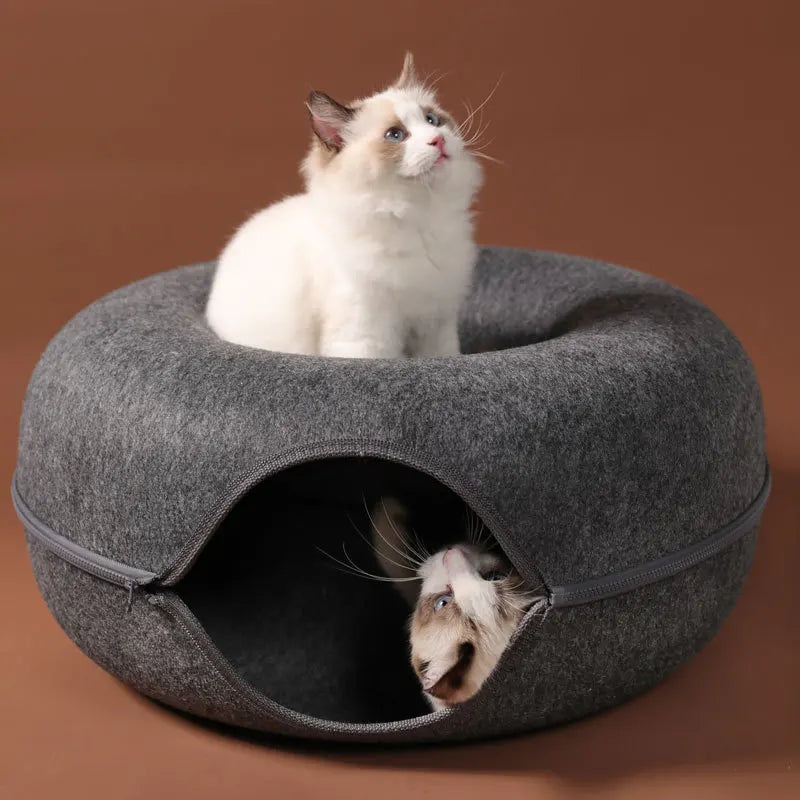 Luxus-Katzenbett für zwei mit interaktivem Tunnel für zusätzlichen Komfort und Spaß