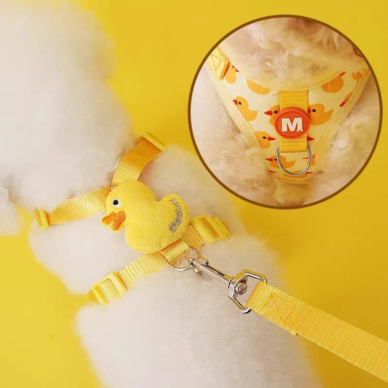 Niedliches Cartoon-Geschirr- und Leinen-Set für Welpen