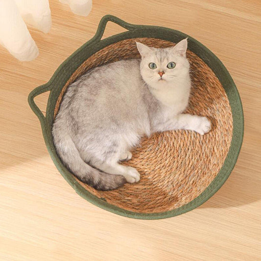 Handgewebtes rundes Katzenbett für Komfort und Stil